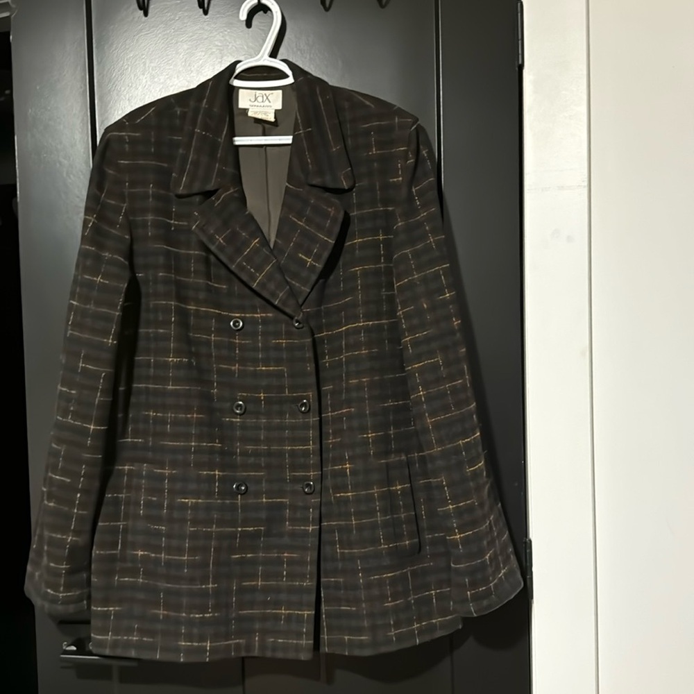 Jax Made In Canada Wool Plaid Pea Coat